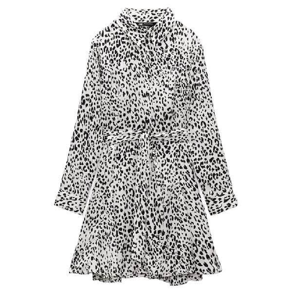 

Платье Zara Mini Animal Print, кремовый/черный