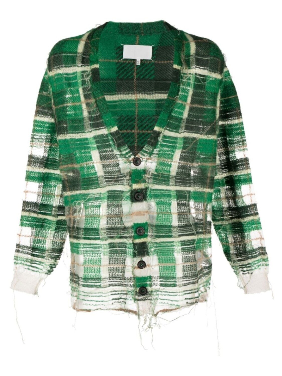 

Клетчатый кардиган с эффектом потертости Maison Margiela, зеленый