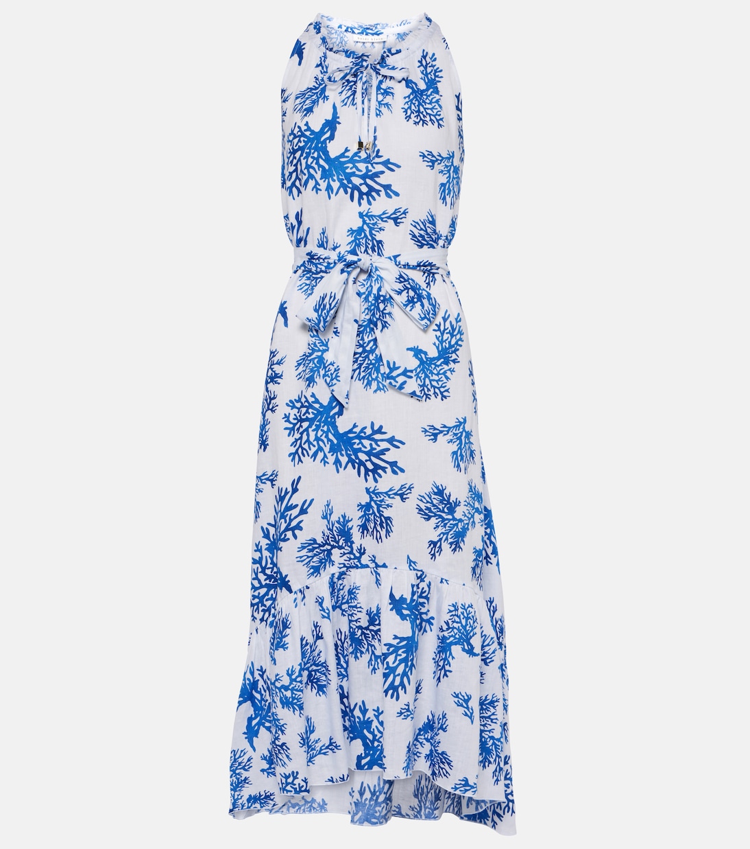 heidi Льняное платье миди little dix bay с цветочным принтом Heidi Klein, синий