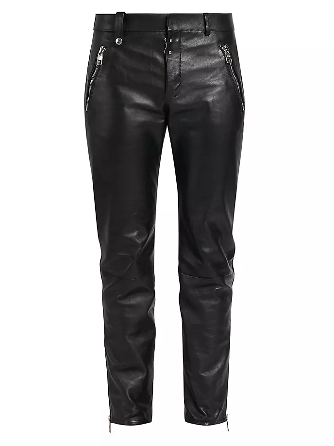 

Кожаные байкерские брюки Alexander Mcqueen, черный