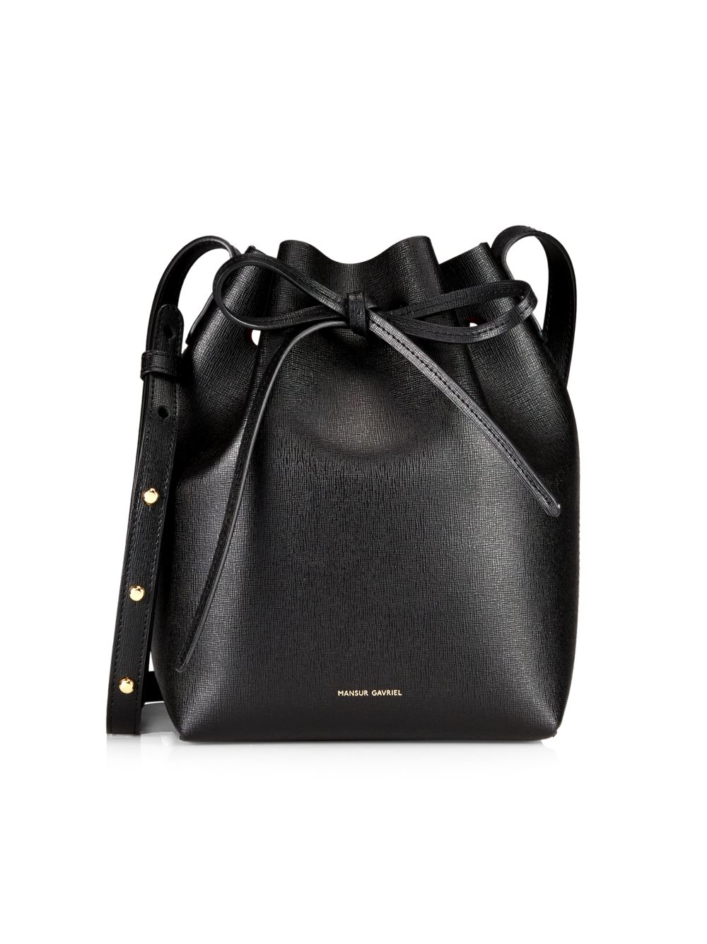 цена Маленькая кожаная сумка-мешок Mansur Gavriel, черный
