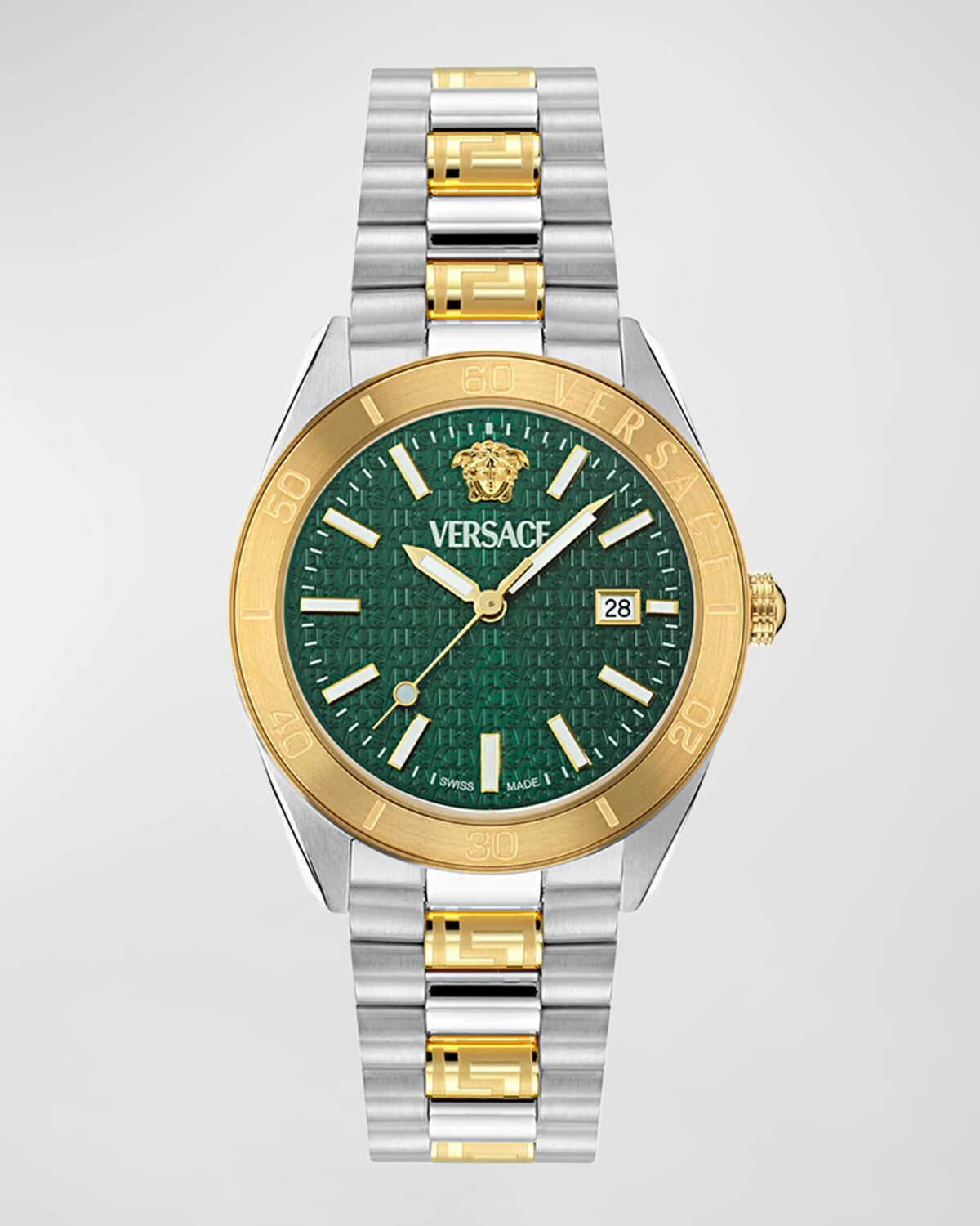 

Мужские двухцветные часы-браслет V-Dome, 42 мм Versace, цвет Green Gold Silver