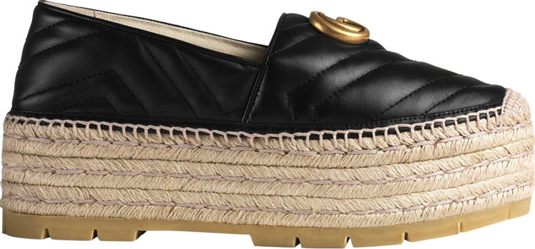 Кроссовки Gucci Wmns GG Espadrilles Double Platform Black, черный - фото