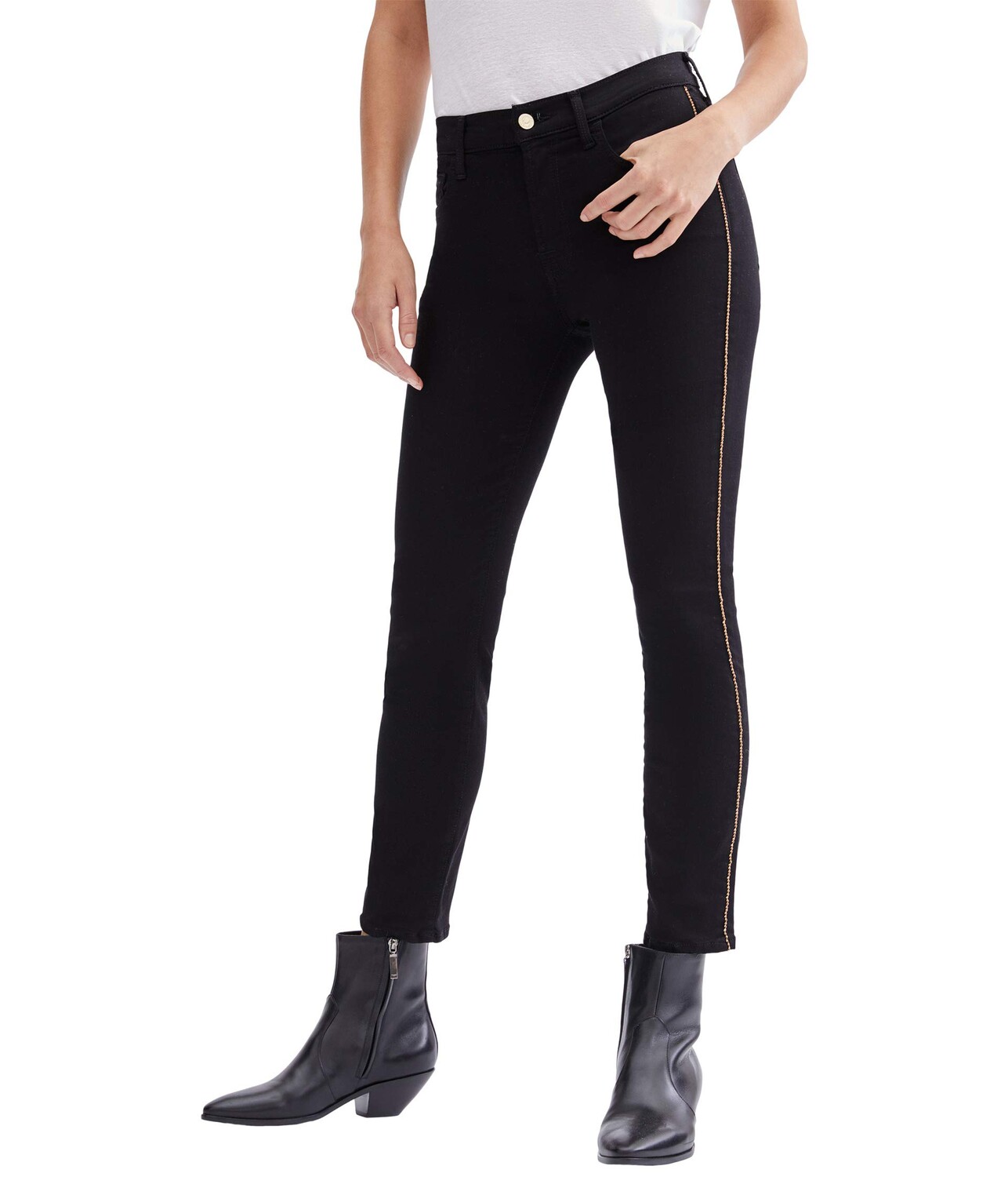 

Джинсы 7 For All Mankind, Ankle Skinny w/ Chain in Slim Illusion Black