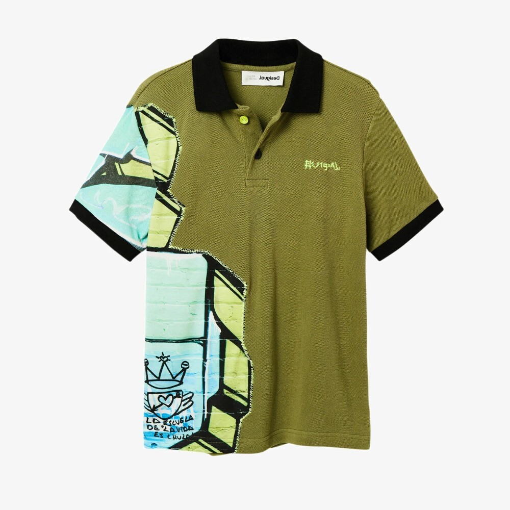 

Футболка поло Desigual Graffitihorsleeve Polo, зеленый