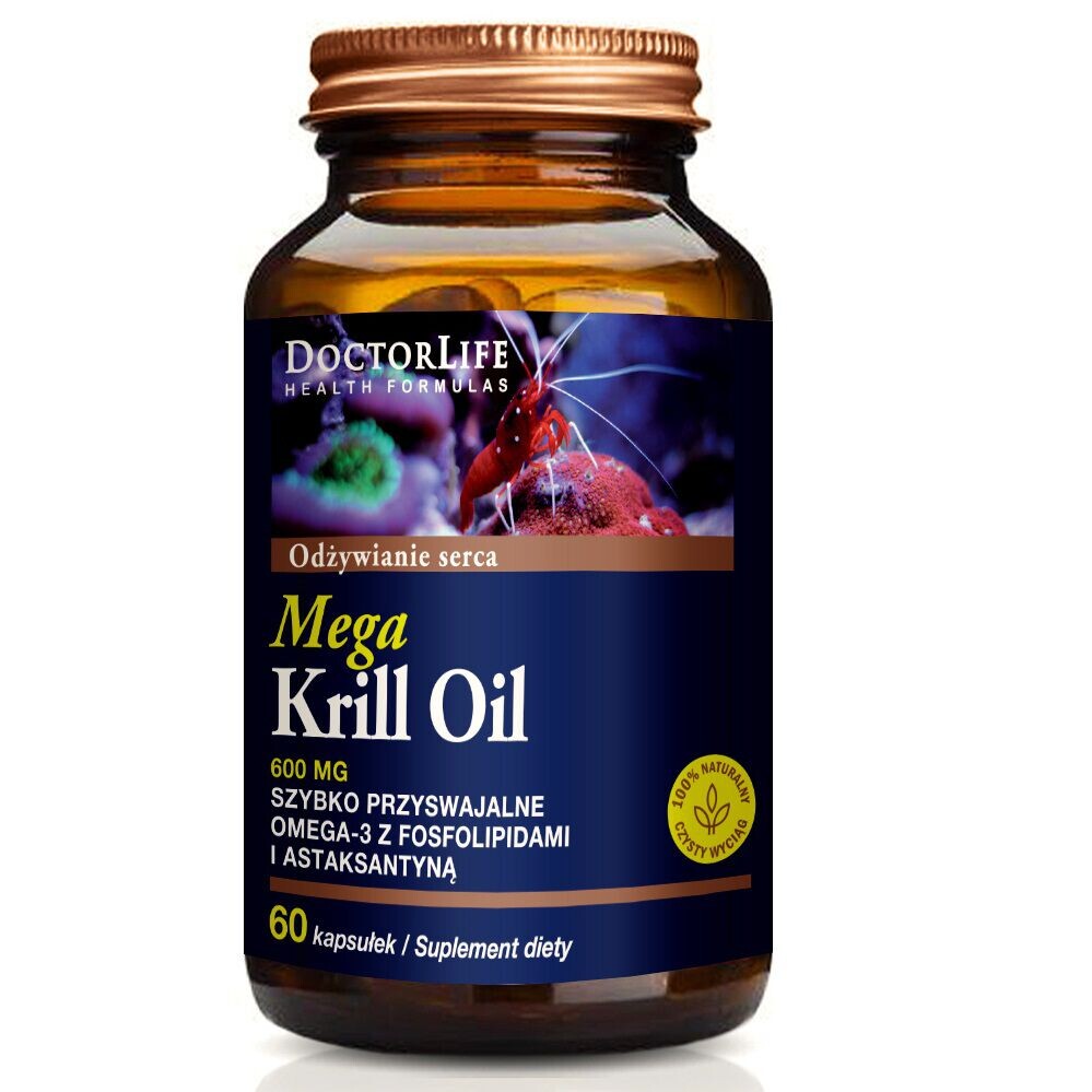 

Doctor Life Mega Krill Oil пищевая добавка омега 3 ЭПК и ДГК масло криля 600мг, 60 капс./1 упаковка