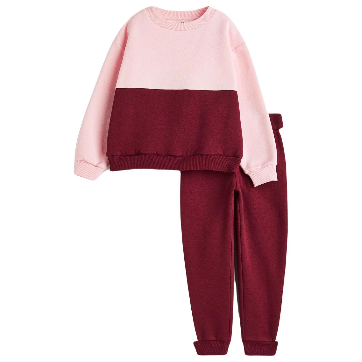 

Спортивный комплект H&M Sweatshirt, 2 предмета, темно-красный/светло-розовый