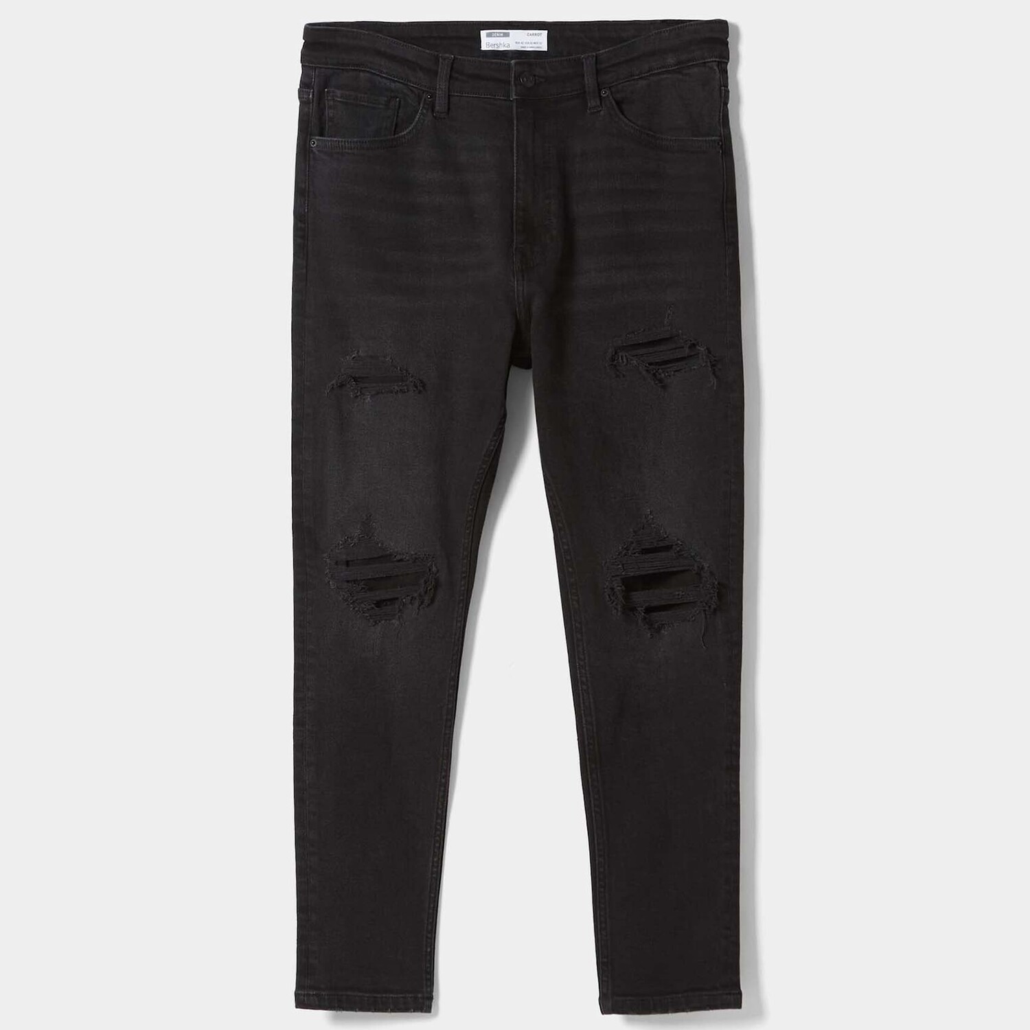 

Джинсы Bershka Ripped Carrot Fit, черный
