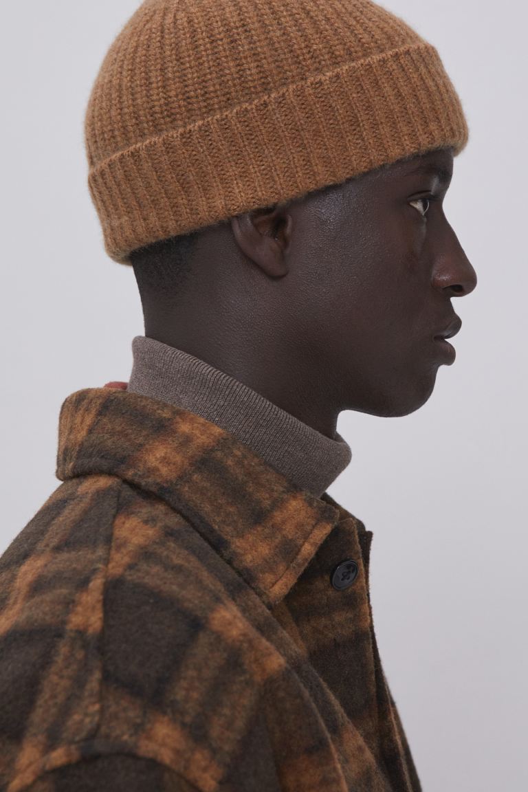 Кашемировая шапка в рубчик H&M, светло-коричневый