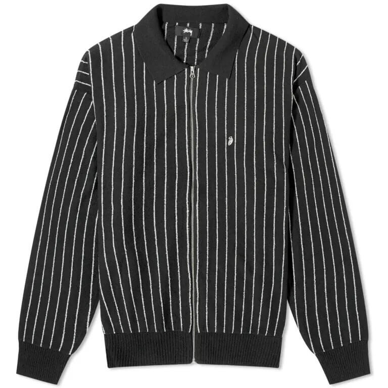 

Рубашка-поло на молнии Stussy Weight L/S, черный/белый