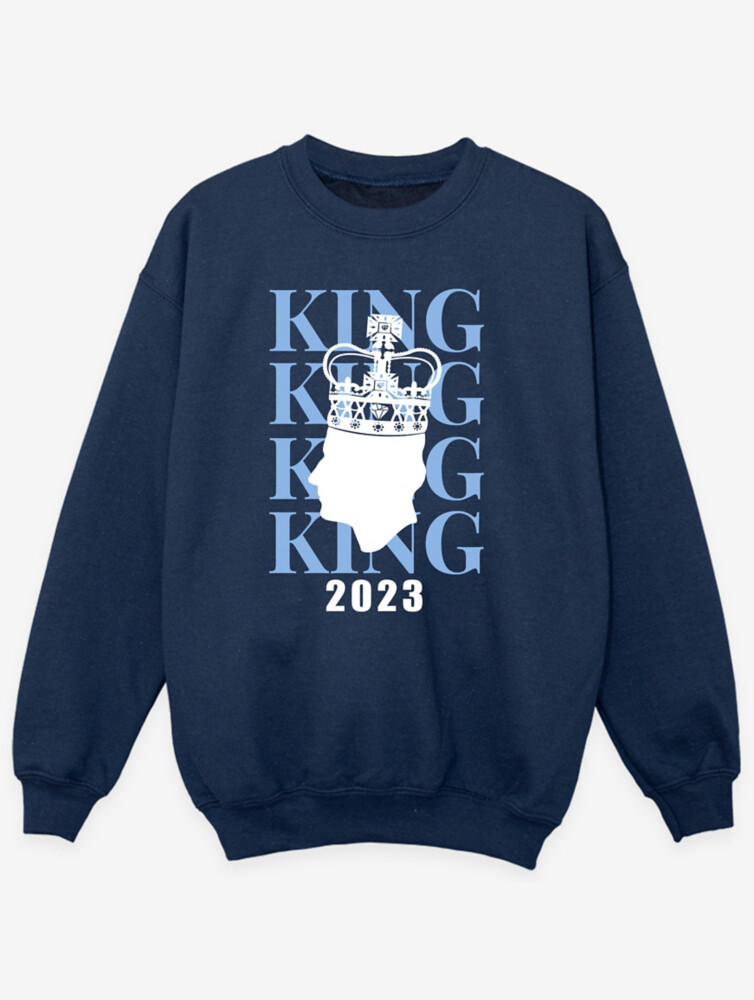 

Детская темно-синяя толстовка NW2 The Coronation King Slogan George., нави