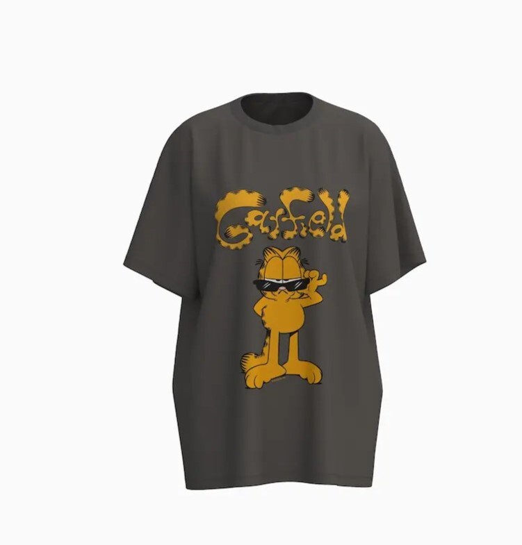 

Футболка Bershka Garfield print short sleeve, тёмно-серый