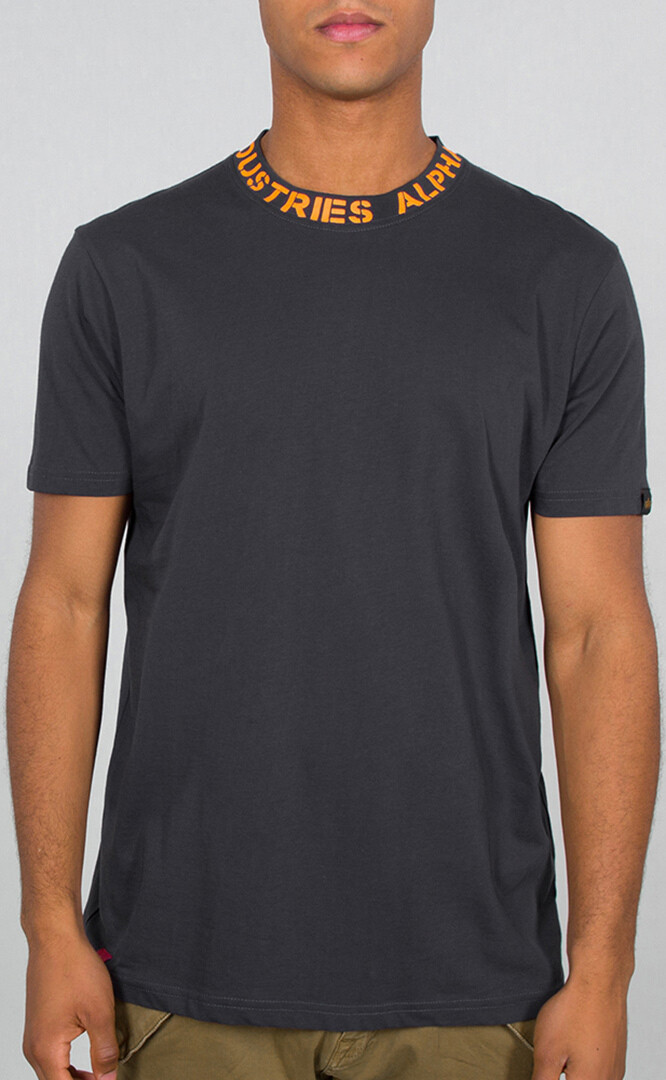 

Футболка Alpha Industries Neck Print, темно-серая