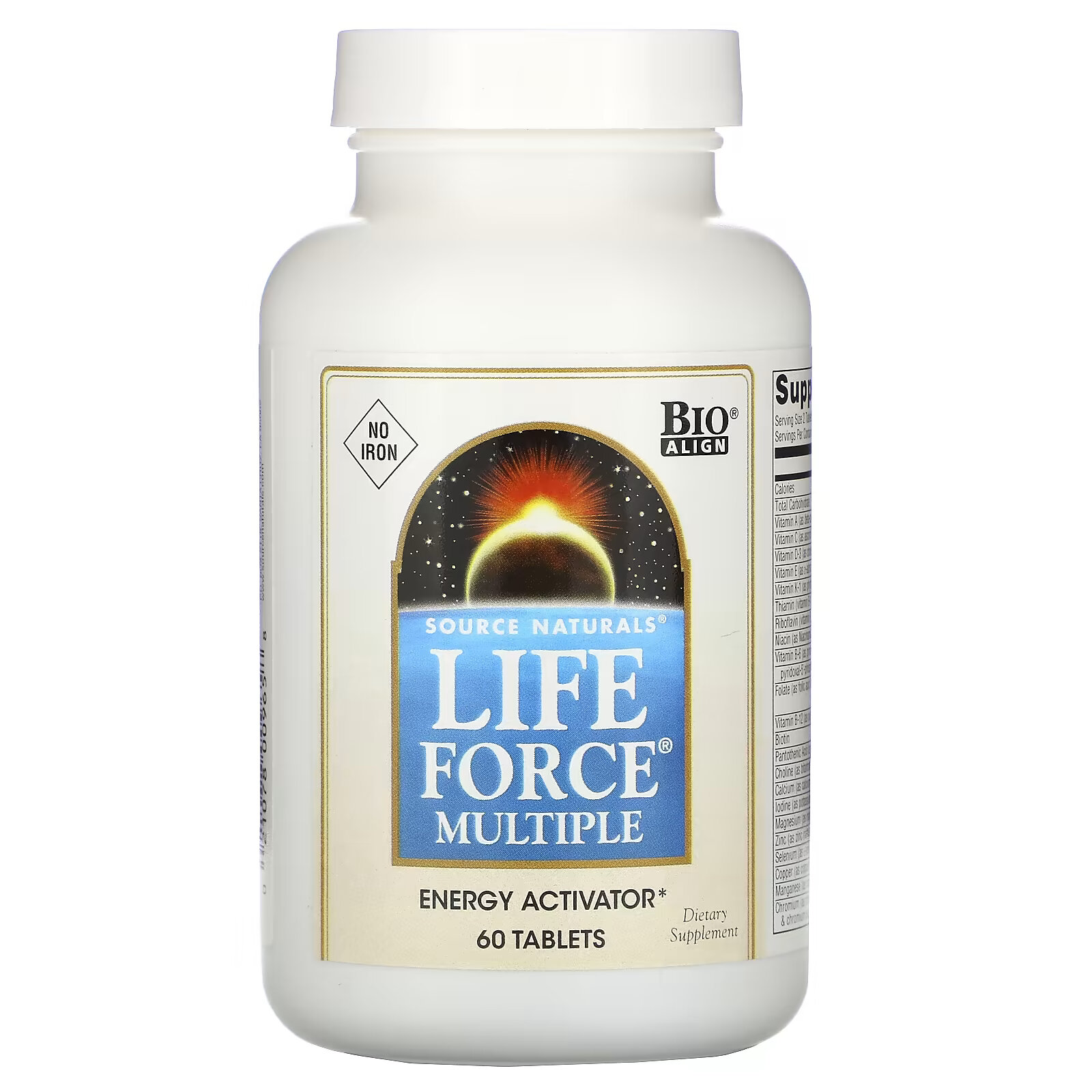 Source Naturals, Мультивитамин Life Force, не содержит железо, 60 таблеток source naturals mega one высокоэффективный мультивитамин с минералами 60 таблеток