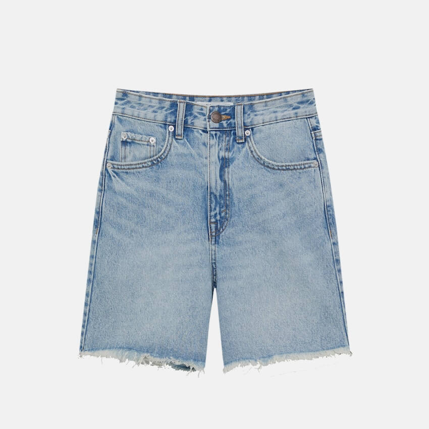Шорты Pull&Bear Denim Bermuda, голубой джинсовые шорты pull