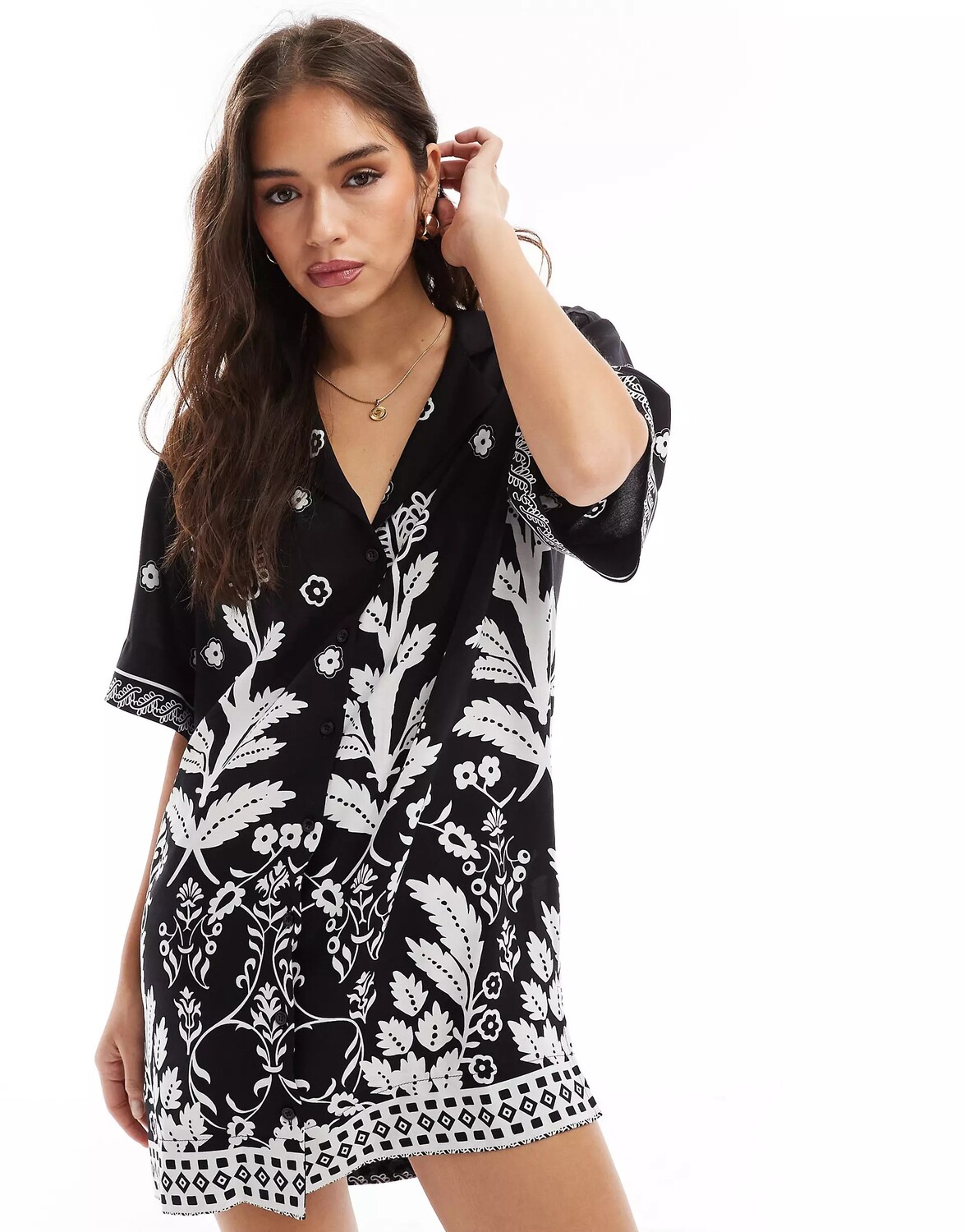 

Платье-рубашка Asos Design Bowling, черный, белый