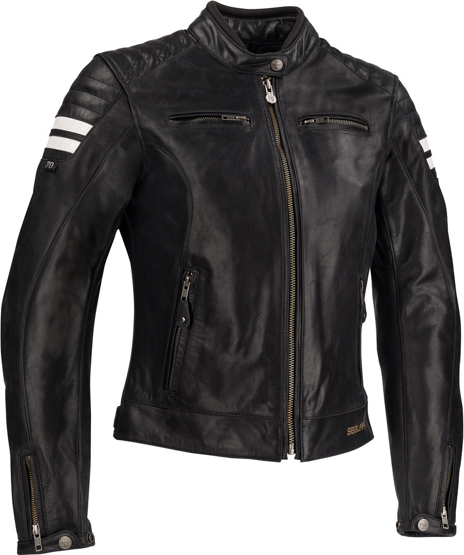 Женская мотоциклетная куртка Segura Stripe с коротким воротником, черный/белый 41872