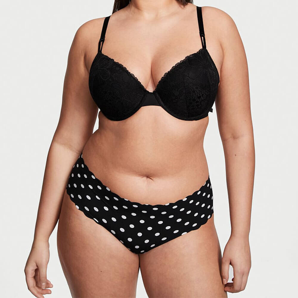 

Трусы Victoria`s Secret No-Show Scallop Hiphugger, чёрные в крапинку
