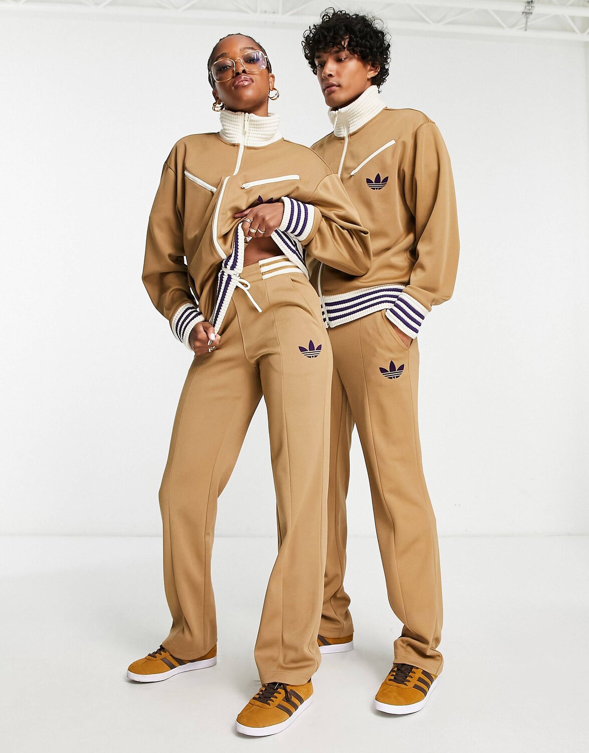 

Широкие спортивные штаны унисекс adidas Originals 'adicolor 70s' коричневого цвета, Коричневый