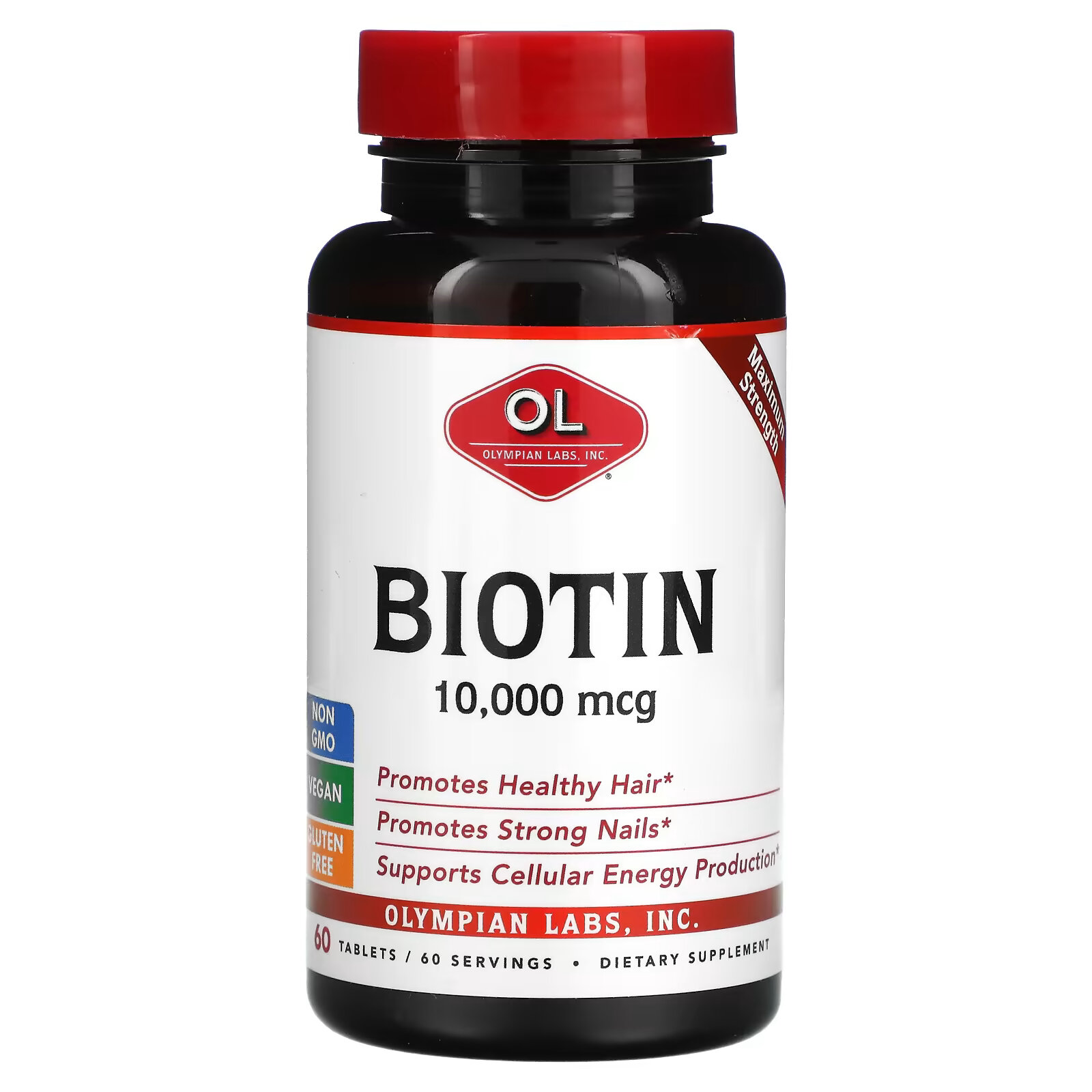 Olympian Labs, биотин, 10 000 мкг, 60 таблеток vitamatic биотин максимальная эффективность 20 000 мкг 120 таблеток