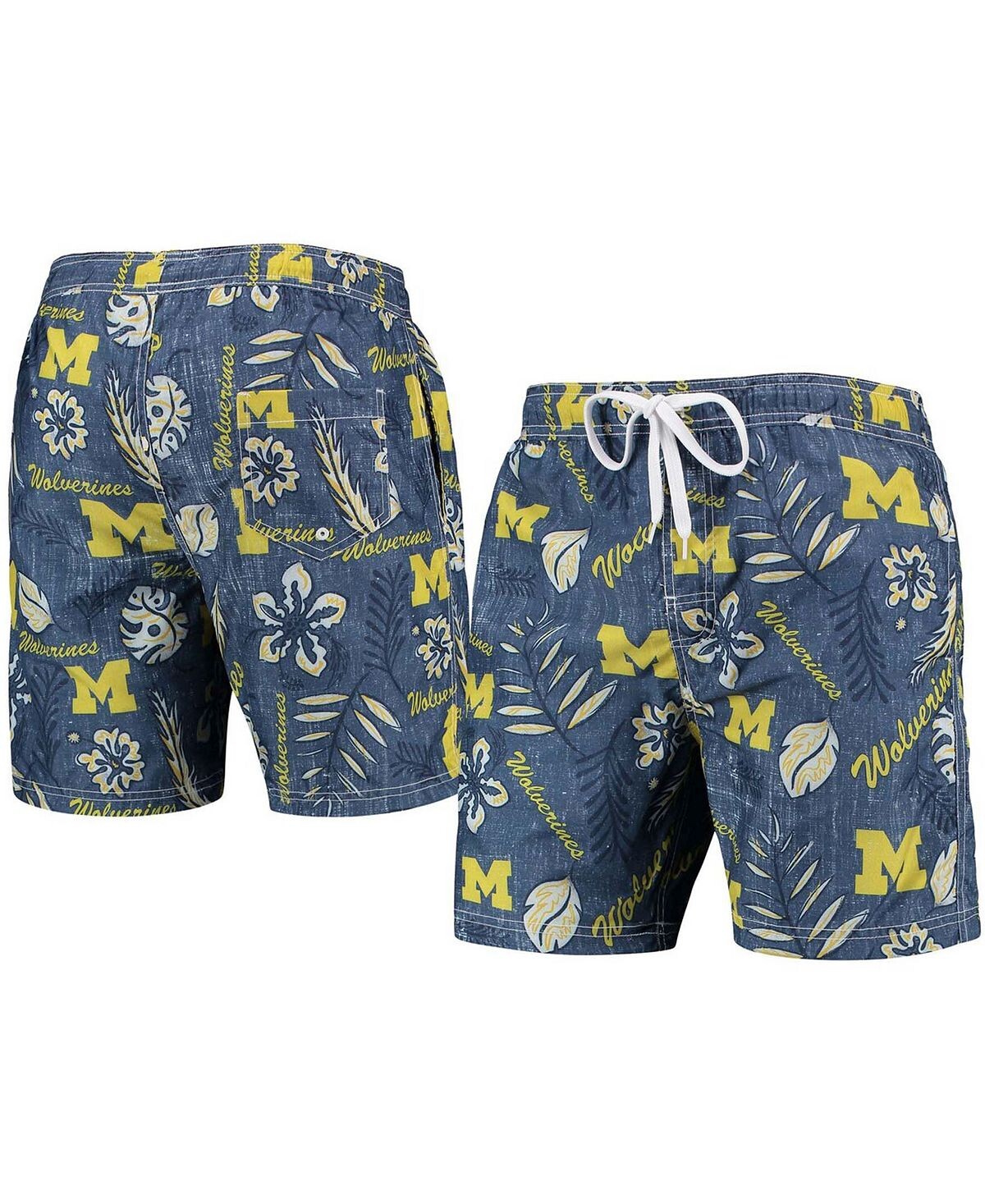 

Мужские темно-синие плавки michigan wolverines с винтажным цветочным принтом Wes & Willy, синий