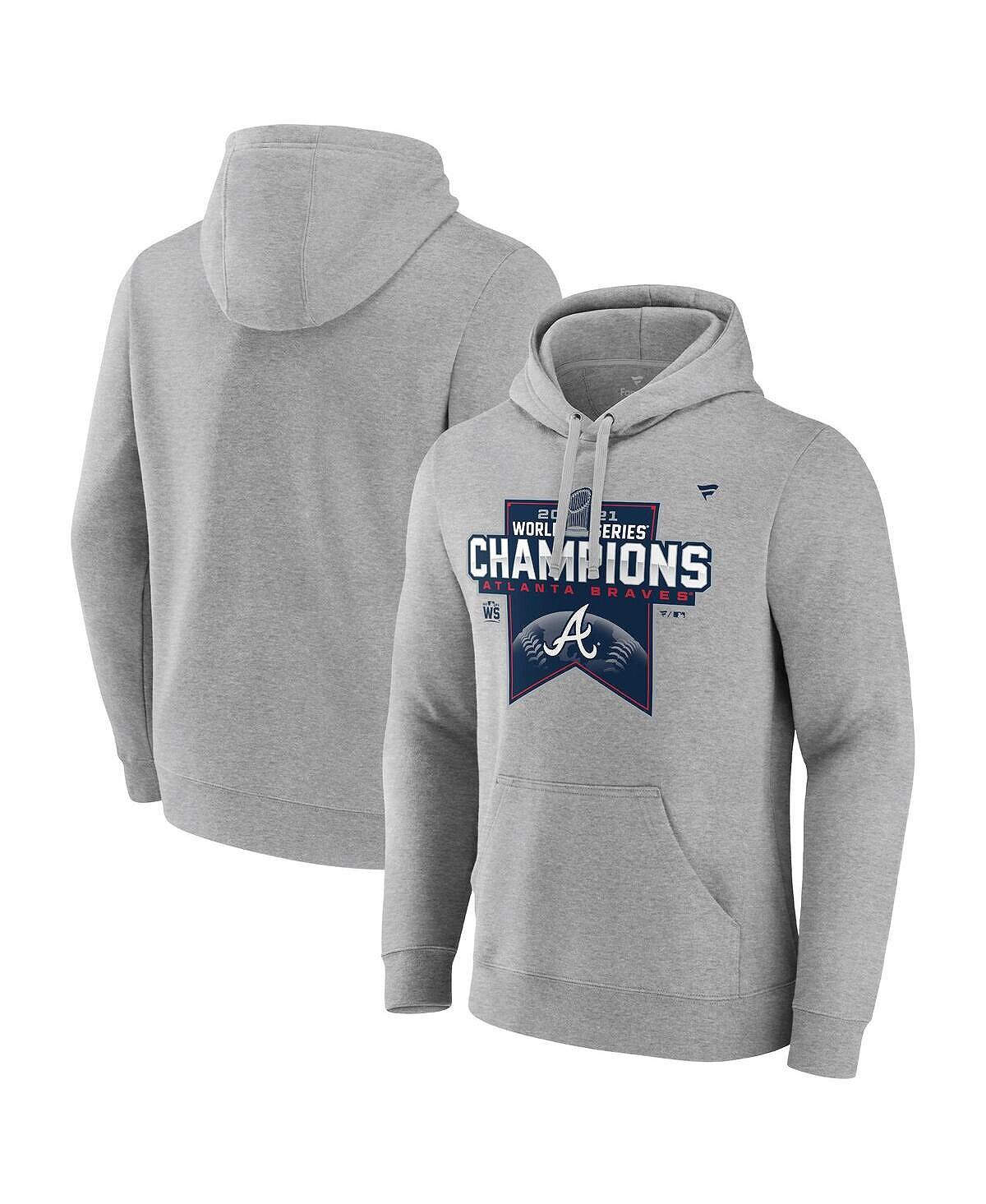 

Мужская толстовка с капюшоном heather grey atlanta braves 2021 world series champions locker room big tall pullover Fanatics, мульти
