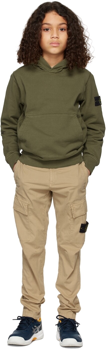 

Детские бежевые хлопковые брюки карго Stone Island Junior
