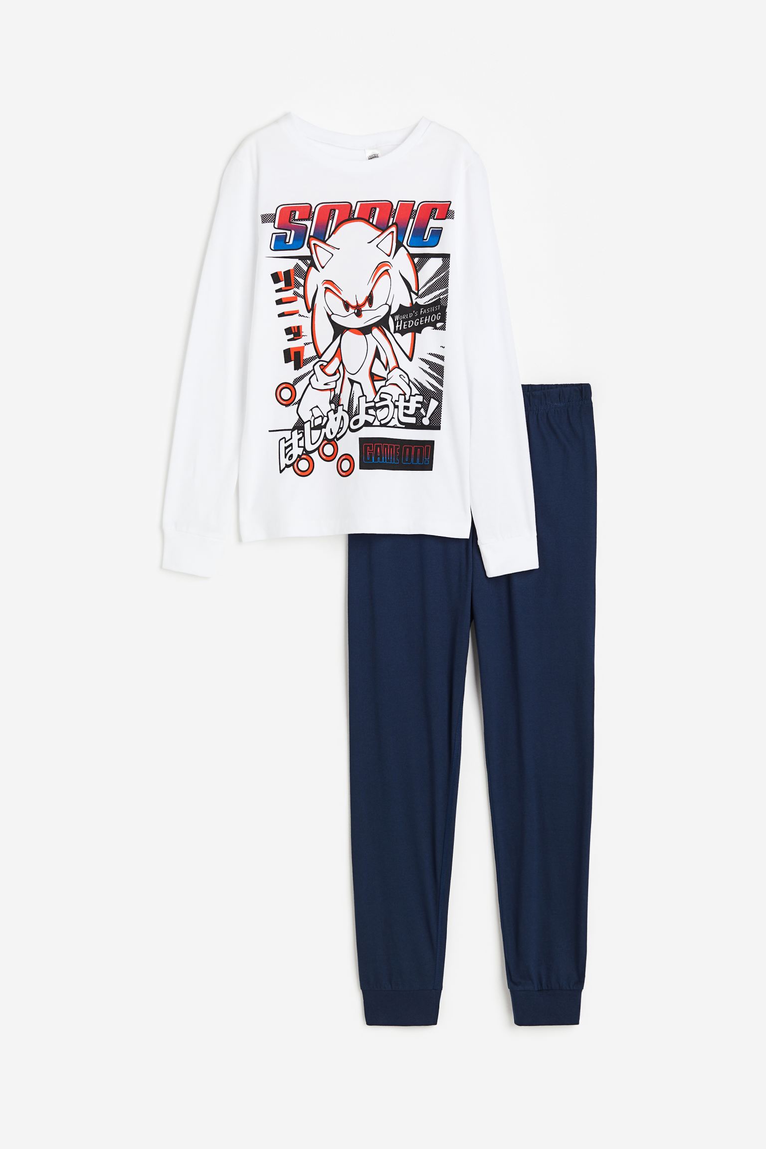 Пижамный комплект H&M Kids Jersey Sonic the Hedgehog, 2 предмета, белый пижама let s go брюки с манжетами рукава с манжетами манжеты пояс на резинке размер 110 бирюзовый