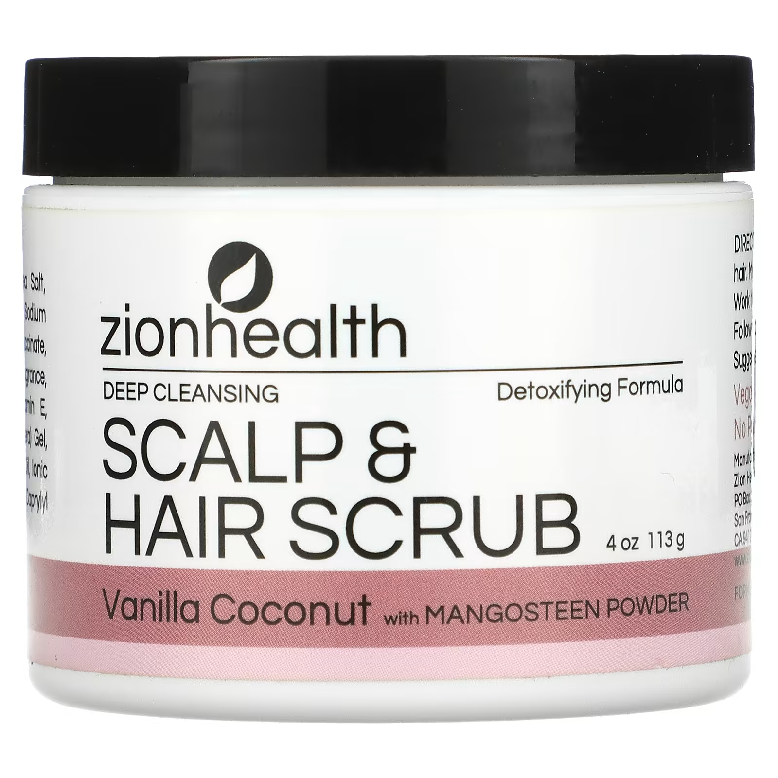 Скраб очищающий для кожи головы и волос Zion Health с ванилью и кокосом, 113 г
