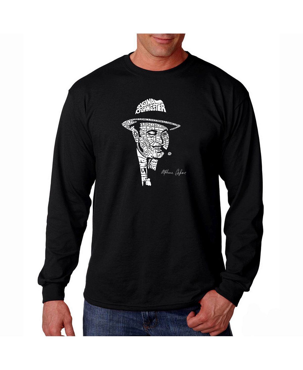 Мужская футболка с длинным рукавом word art - al capone - original gangster LA Pop Art, черный макарова мария кулинарные рецепты семьи аль капоне