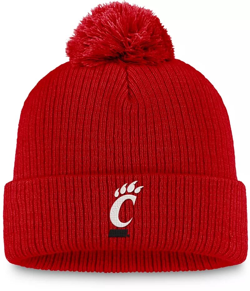 Красная вязаная шапка с манжетами и помпонами Top of the World Cincinnati Bearcats