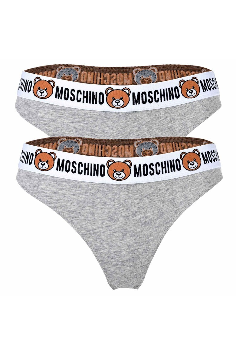 

Стринги с логотипом на талии - 2 пары Moschino Underwear, серый