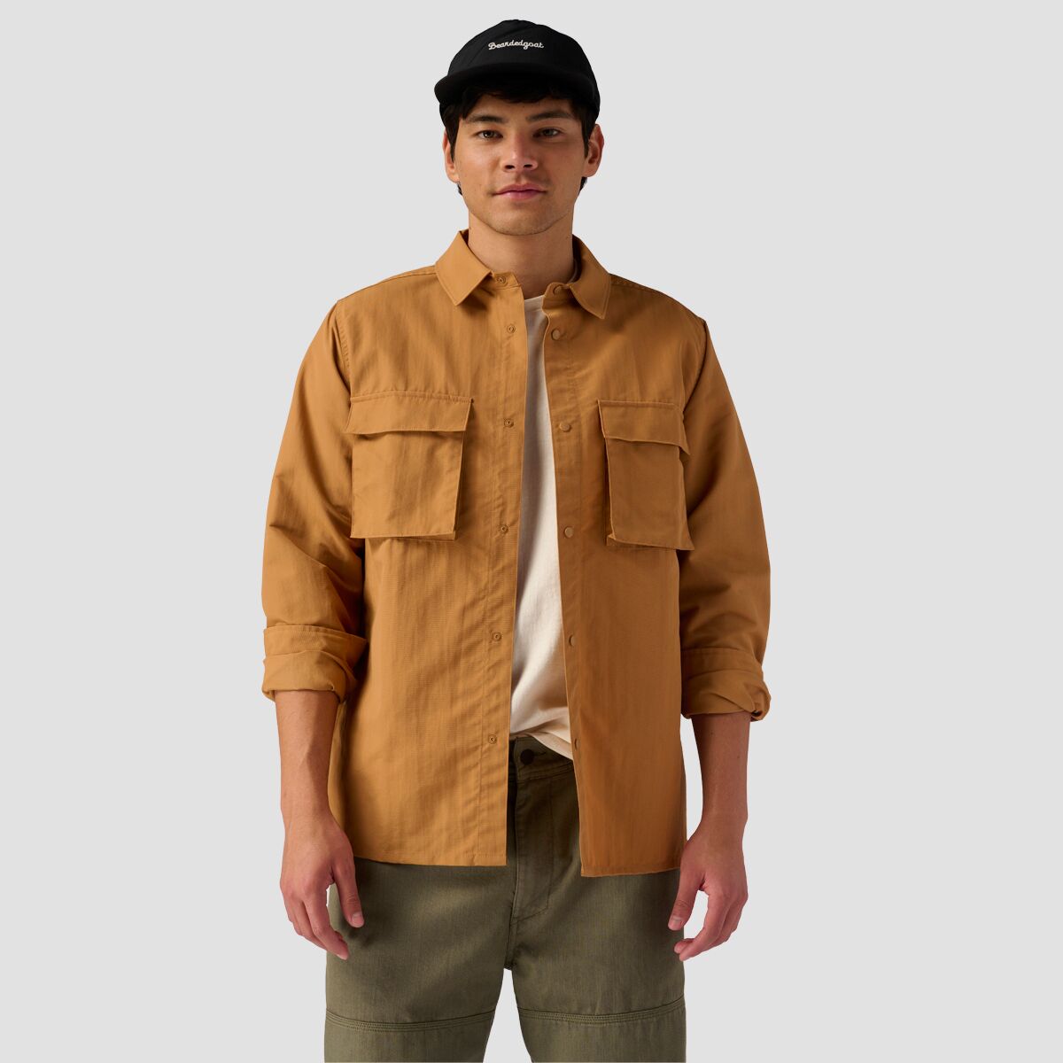 gfavcjx womens military jacket zip up snap buttons lightweight utility anorak field safari coat outwear Рубашка utility с длинными рукавами на кнопках Stoic, коричневый