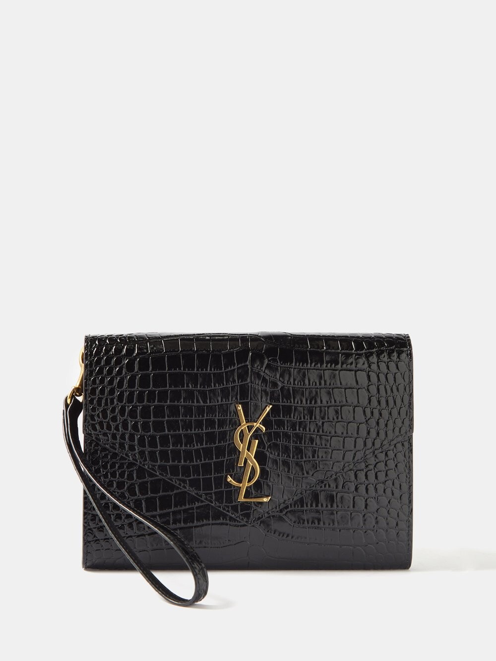 

Клатч cassandre из кожи с эффектом крокодила Saint Laurent, черный