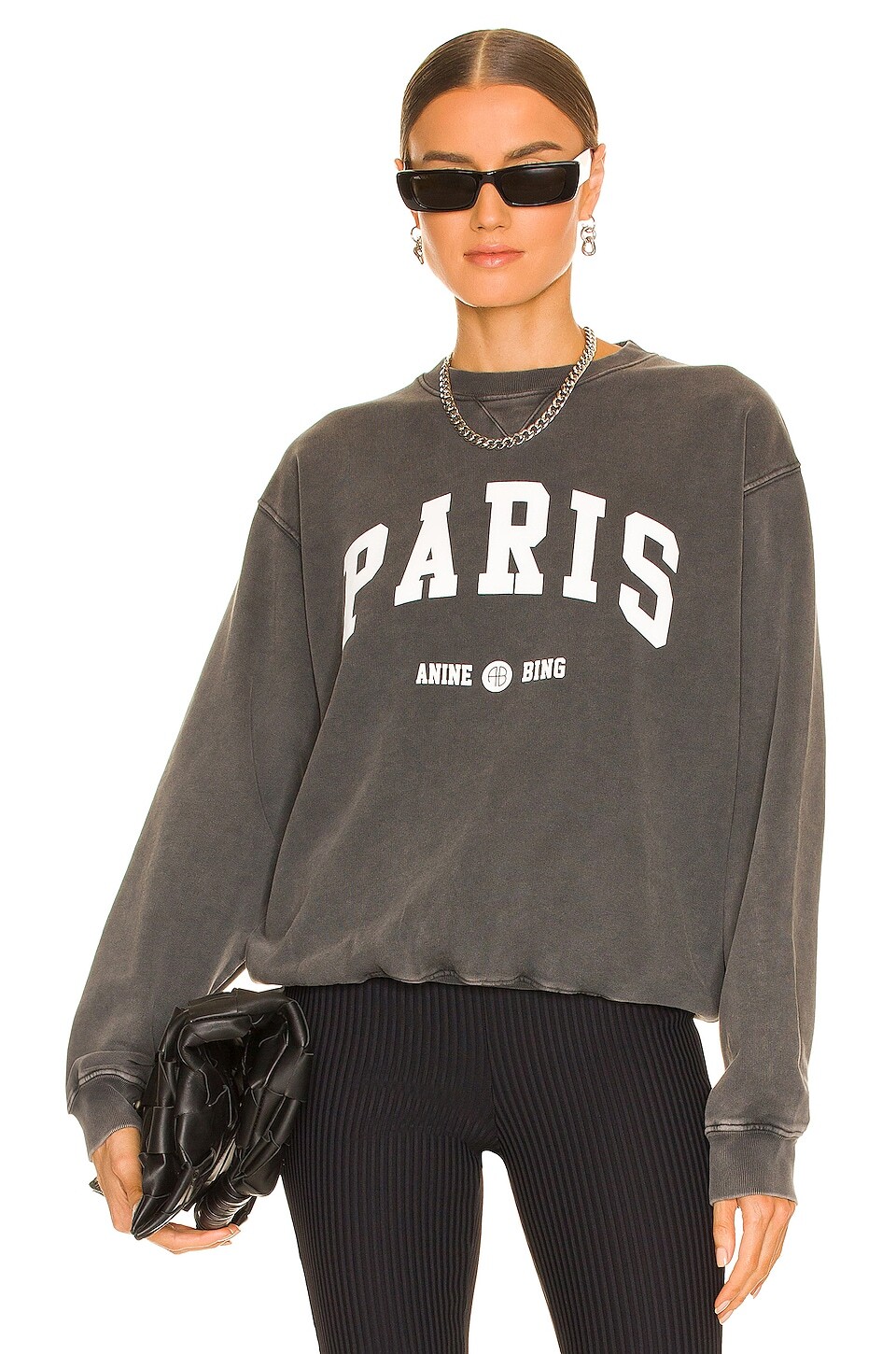 

Толстовка ANINE BING Ramona University Paris, цвет Washed Black