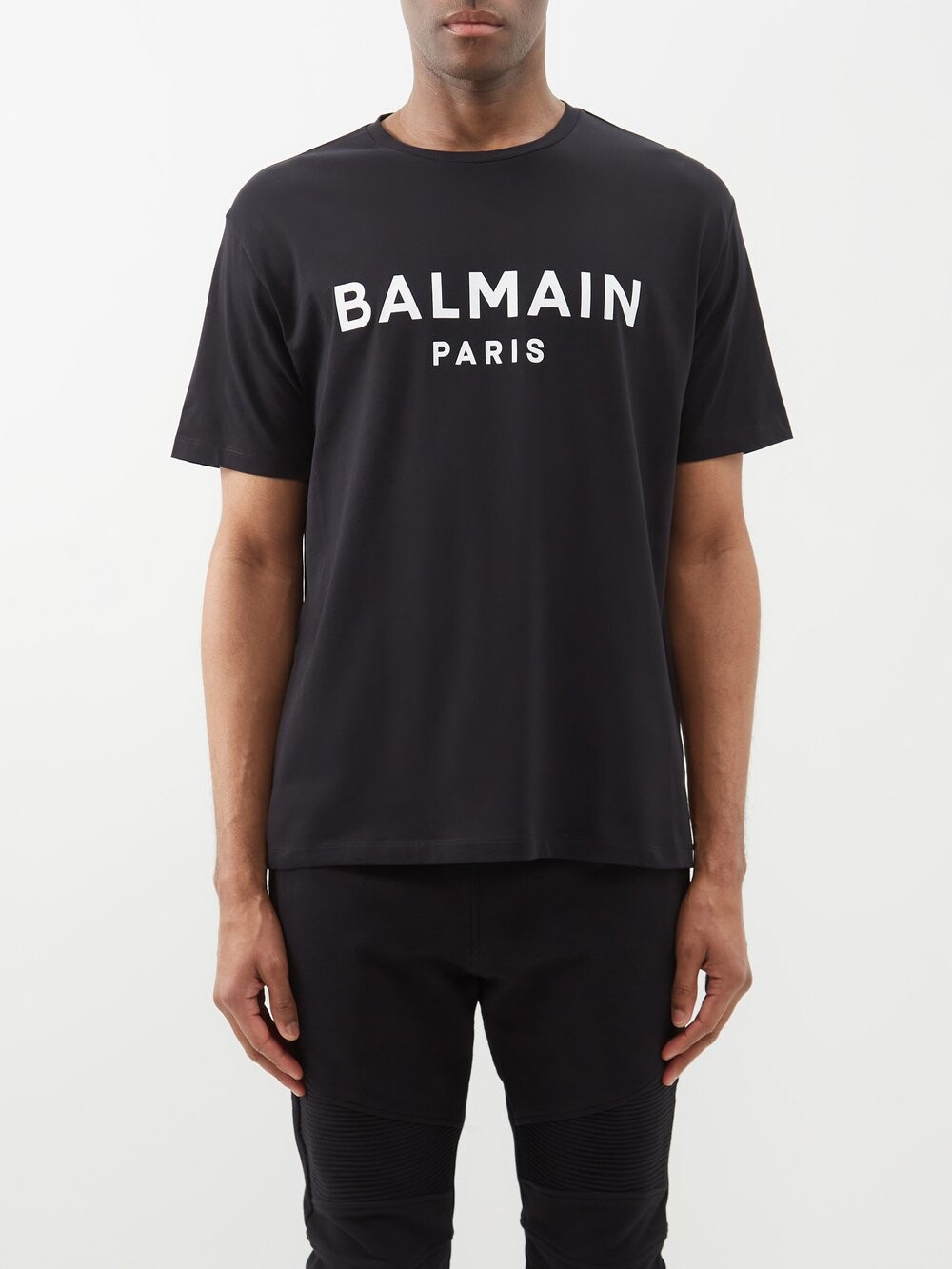 

Футболка из хлопкового джерси с логотипом Balmain, черный