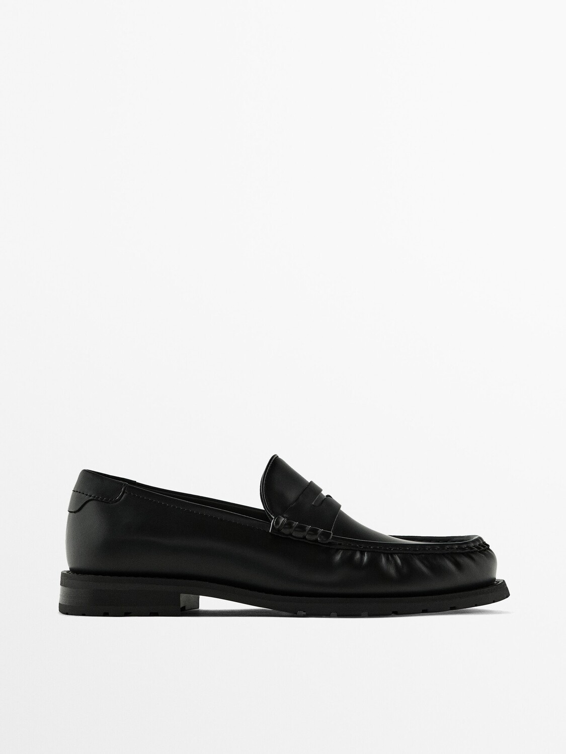 

Черные кожаные лоферы Massimo Dutti, черный