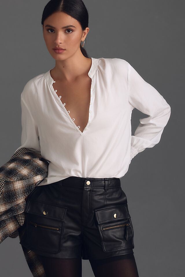 

Рубашка на пуговицах Cloth & Stone с v-образным вырезом, белый