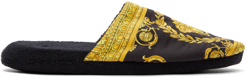 

Черно-золотые тапочки в стиле барокко Versace