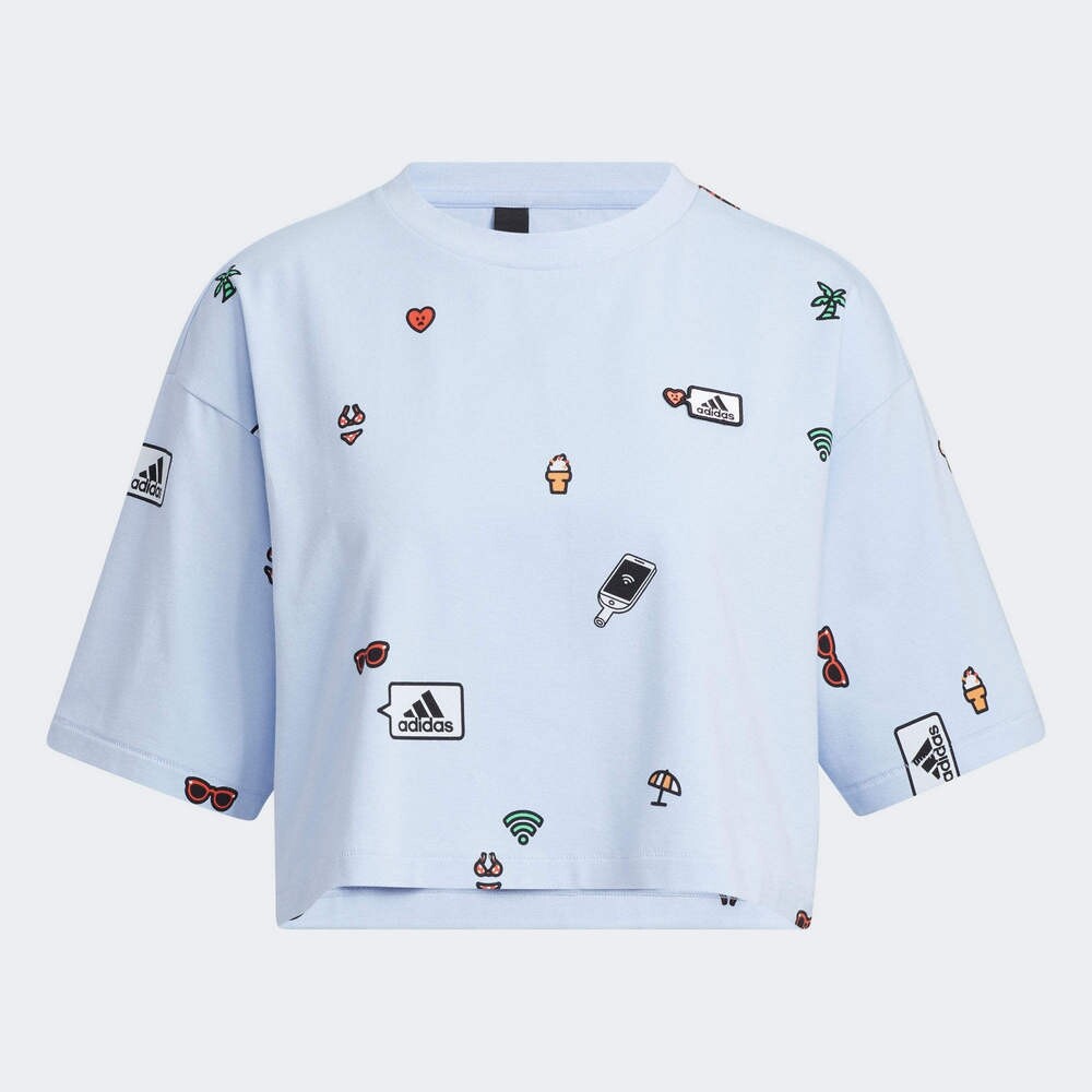 

Топ Adidas GFX AOP, голубой/мультиколор