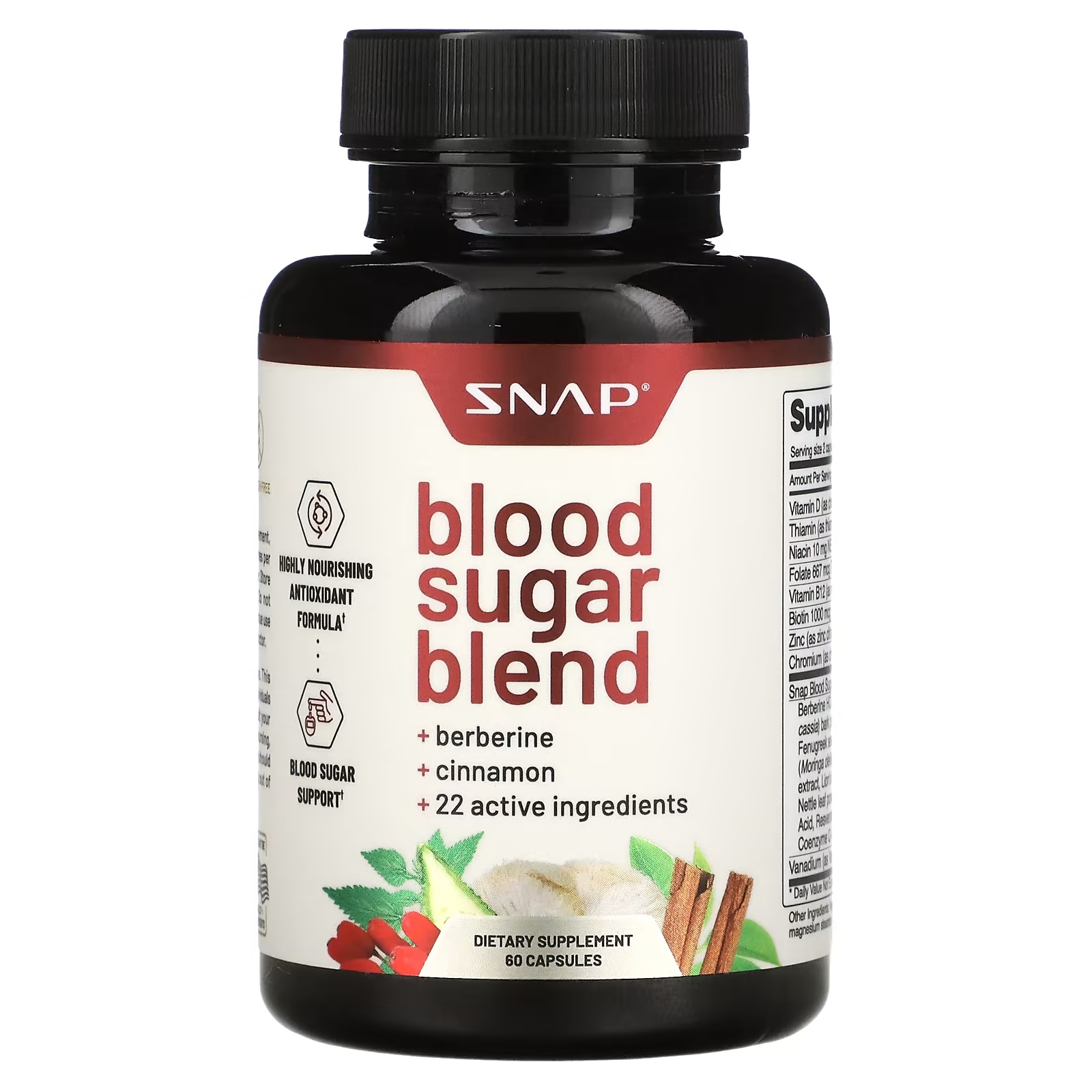 Snap Supplements Смесь сахара в крови, 60 капсул enzymedica берберин для метаболизма сахара в крови 60 капсул целенаправленного действия