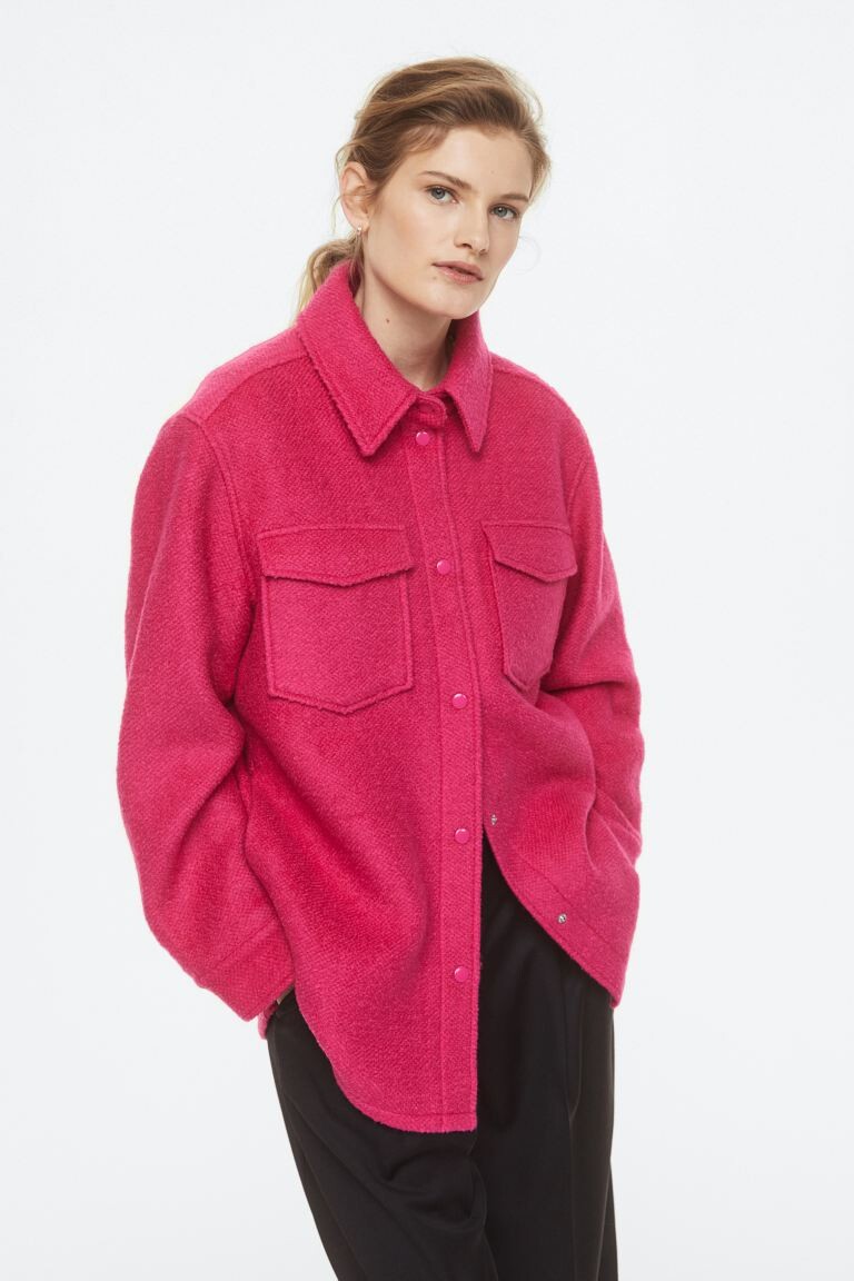 

Куртка-рубашка из смесовой шерсти H&M, вишня, Красный