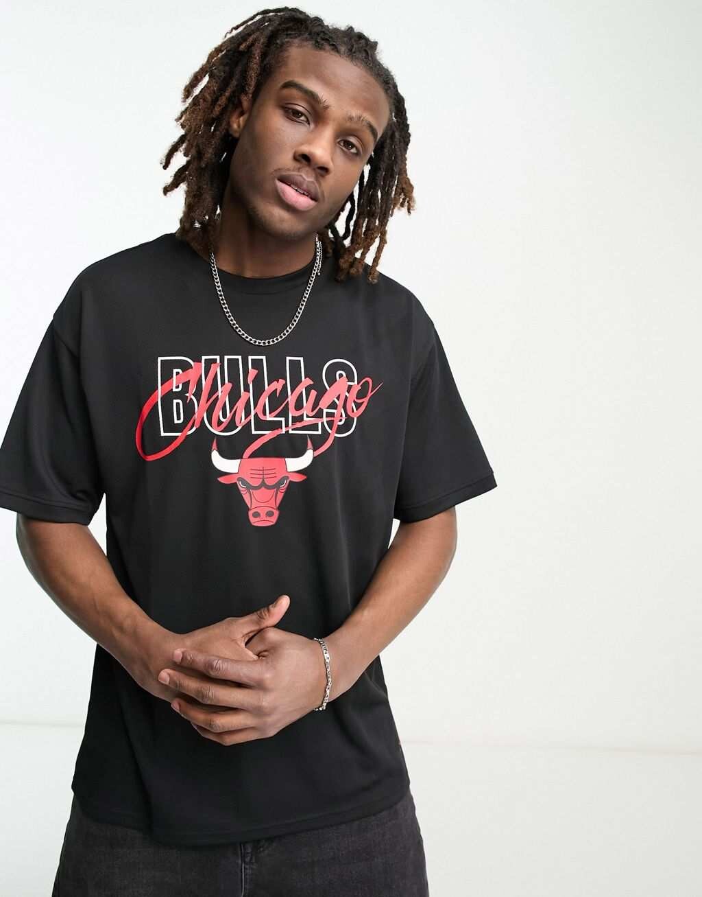 

Черная сетчатая футболка с надписью New Era Chicago Bulls, Черный