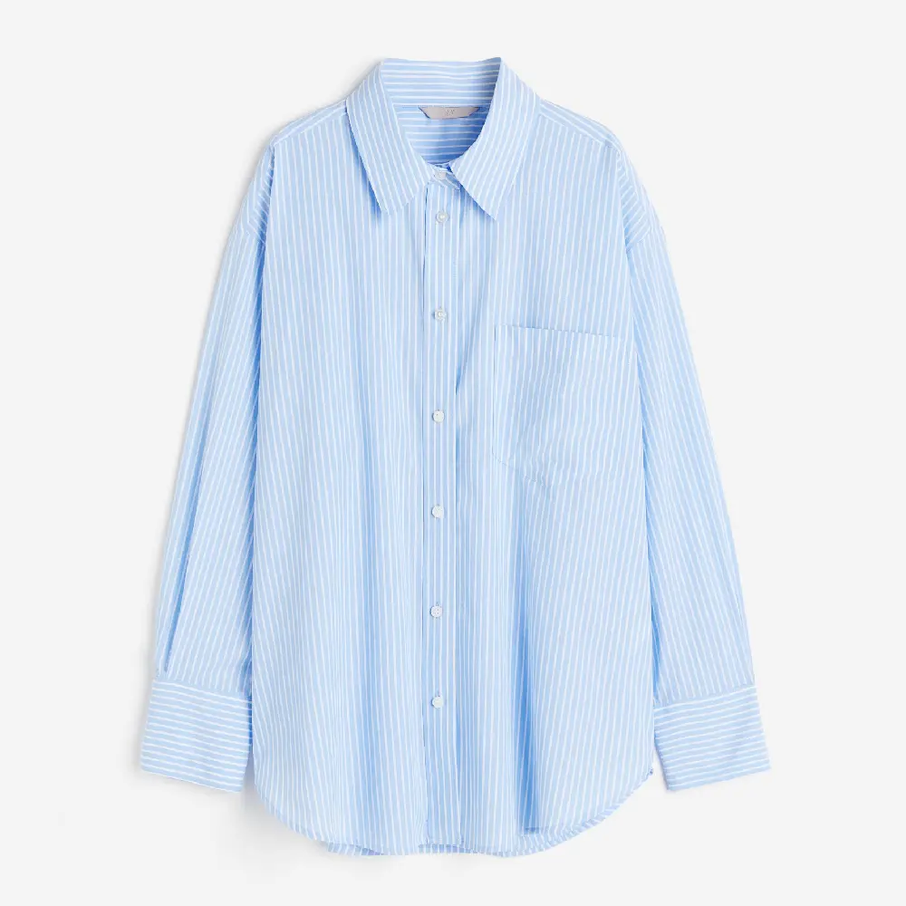 

Рубашка H&M Oversized Cotton, голубой