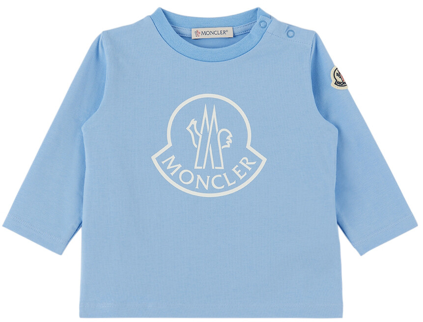 

Голубая футболка с длинным рукавом с принтом Moncler Enfant