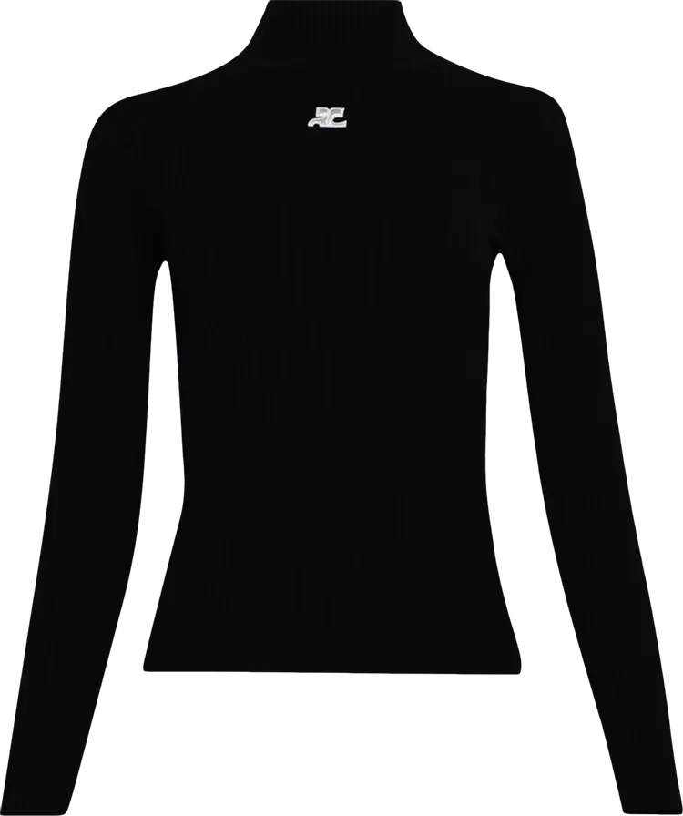 

Свитер Courrèges Mockneck Rib Knit Sweater 'Black', черный