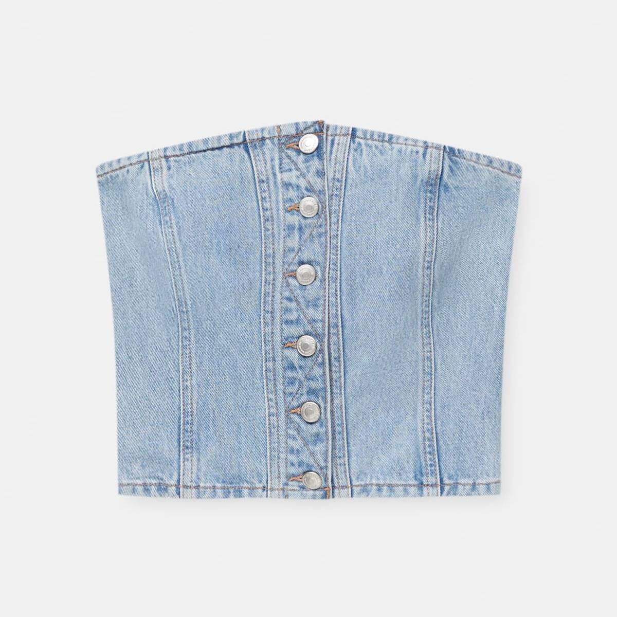 

Топ Pull&Bear Denim Corset, бледно-голубой