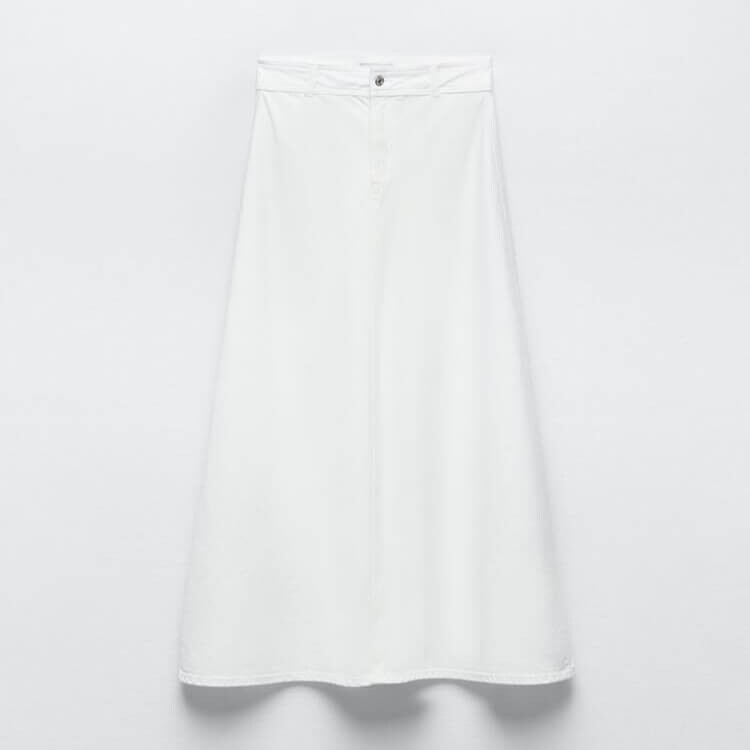 

Юбка Zara LongLow Waist Denim, белый