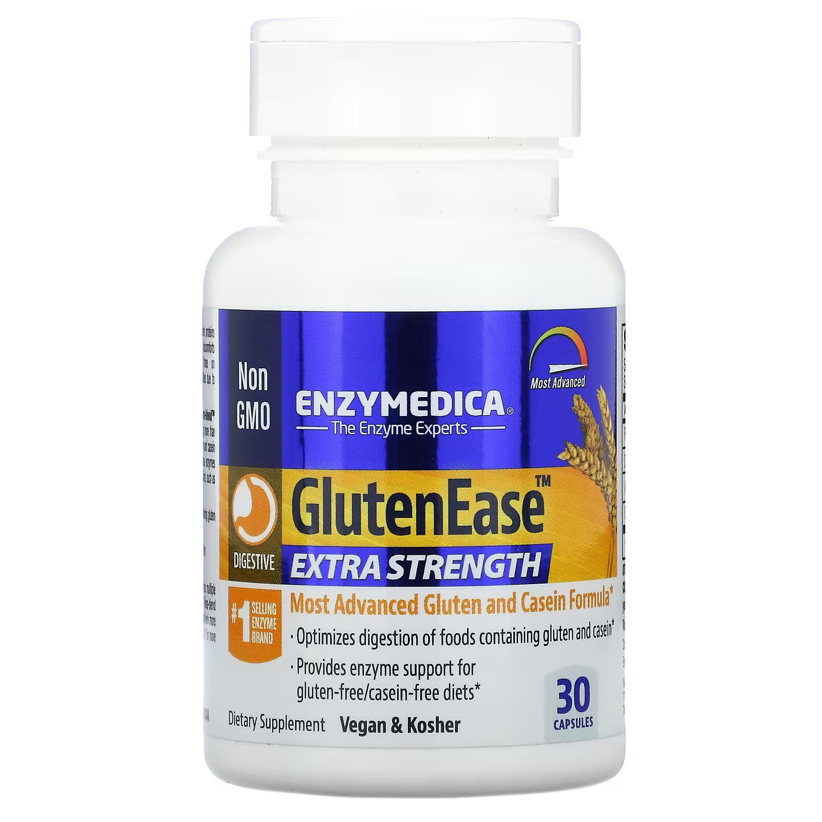 Enzymedica, GlutenEase, добавка для переваривания глютена с повышенной силой действия, 30 капсул enzymedica glutenease 60 капсул