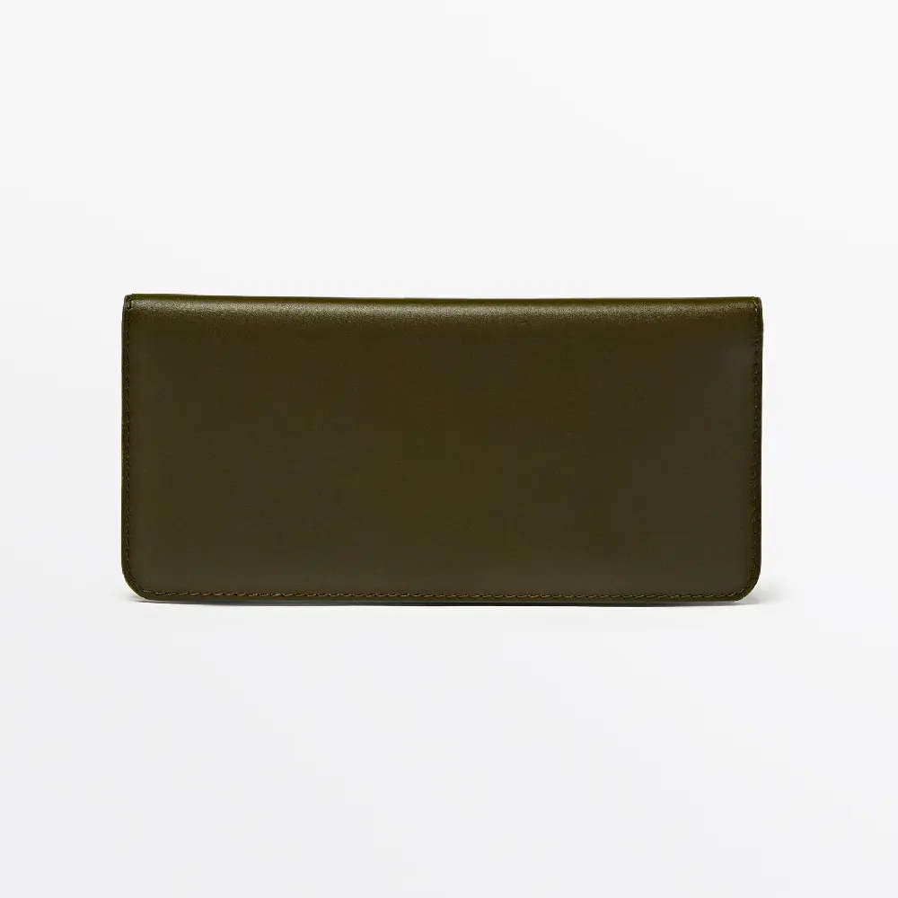 

Кошелек Massimo Dutti Nappa Leather Long, хаки
